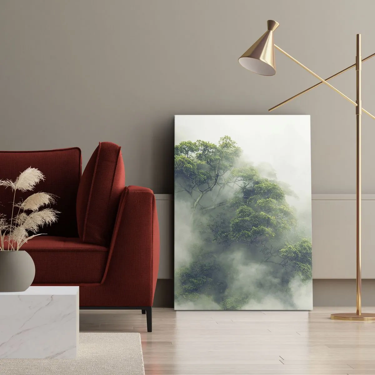 Lærredstryk - Billede på lærred - Pakket ind i tåge - 50x70 cm
