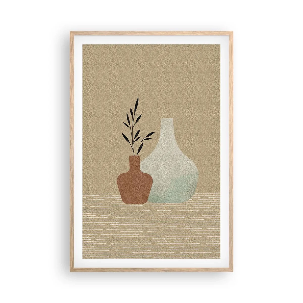 Plakat i ramme af lyst egetræ - Vase og dens idé - 61x91 cm