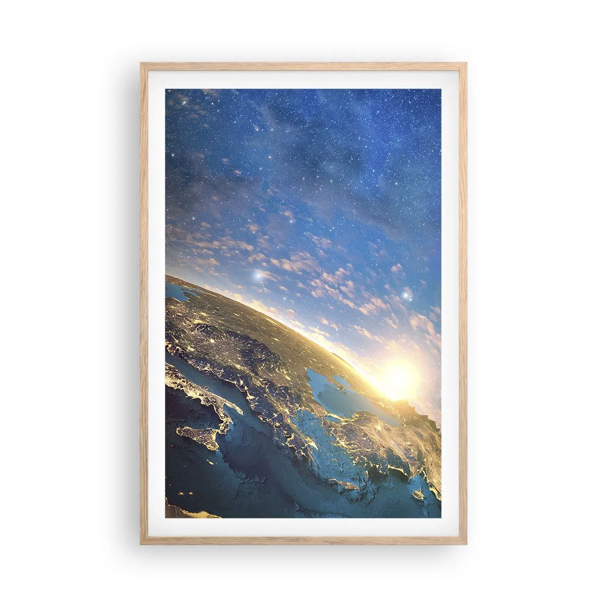 Plakat i ramme af lyst egetræ - Lad os se på hinanden på afstand - 61x91 cm