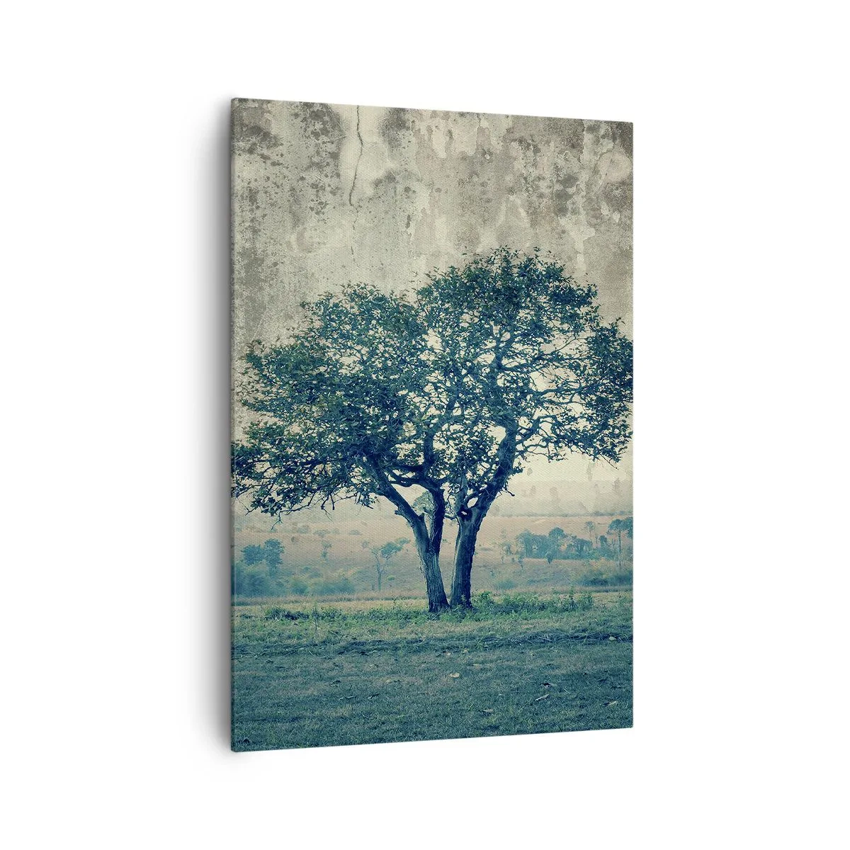 Lærredstryk - Billede på lærred - Et æbletræ på en blå membran? - 70x100 cm