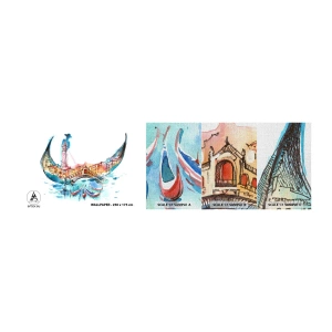 Prøve Fototapet Premium Canvas - Vi sejler gennem byen - Abstraktion, Venedig, Bro - 100x30 cm