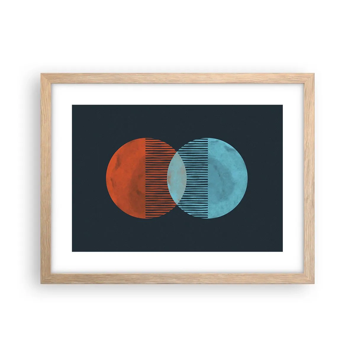 Plakat i ramme af lyst egetræ - Astronomisk fantasi - 40x30 cm