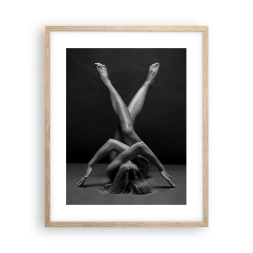 Plakat i ramme af lyst egetræ - Nøgenhedens geometri - 40x50 cm