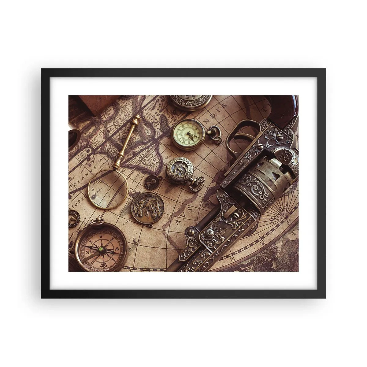 Plakat i sort ramme - Opkald til eventyr - 50x40 cm