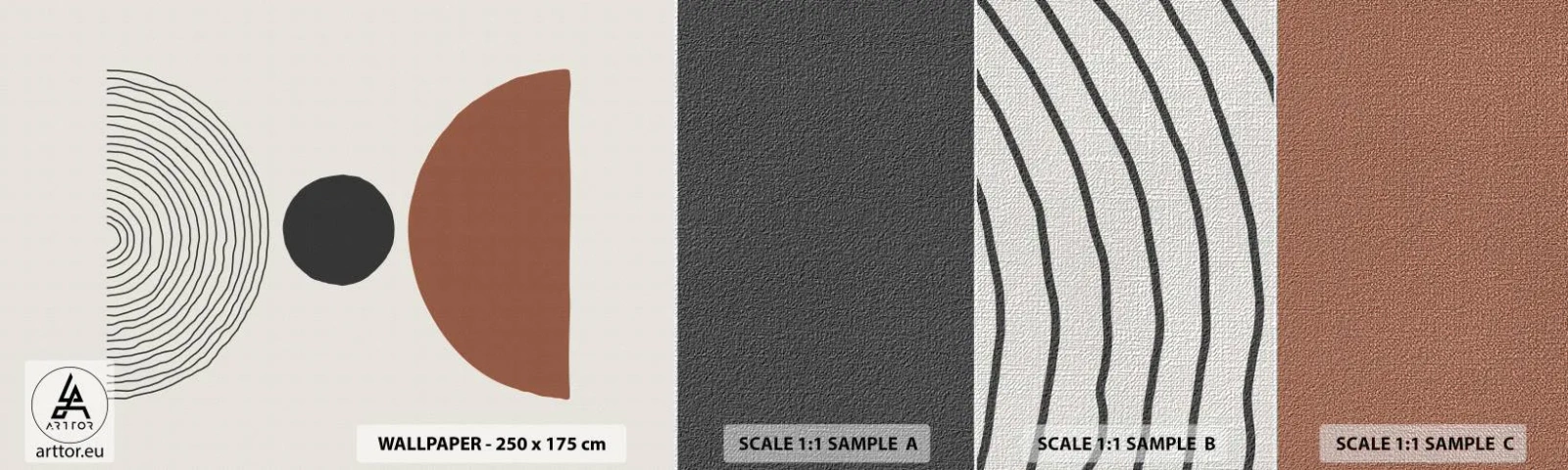 Prøve Fototapet Premium Canvas - I rampelyset - Abstraktion, Stykke, Halvcirkler - 100x30 cm