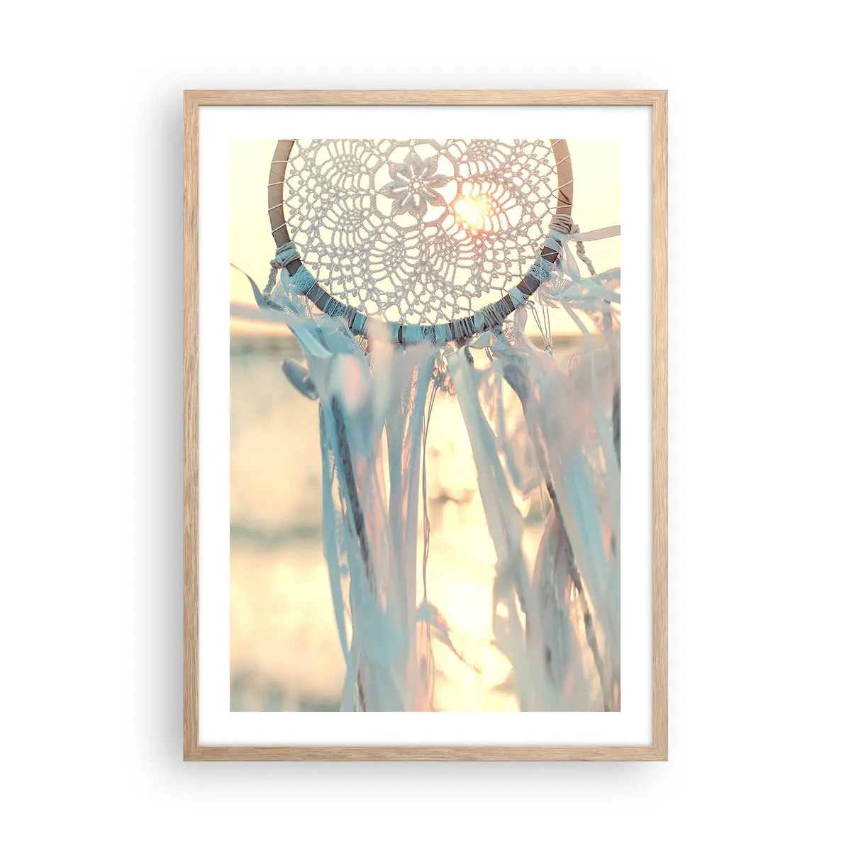 Plakat i ramme af lyst egetræ - Totem med blonder - 50x70 cm