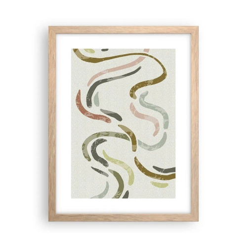 Plakat i ramme af lyst egetræ - Abstraktionens glade dans - 30x40 cm