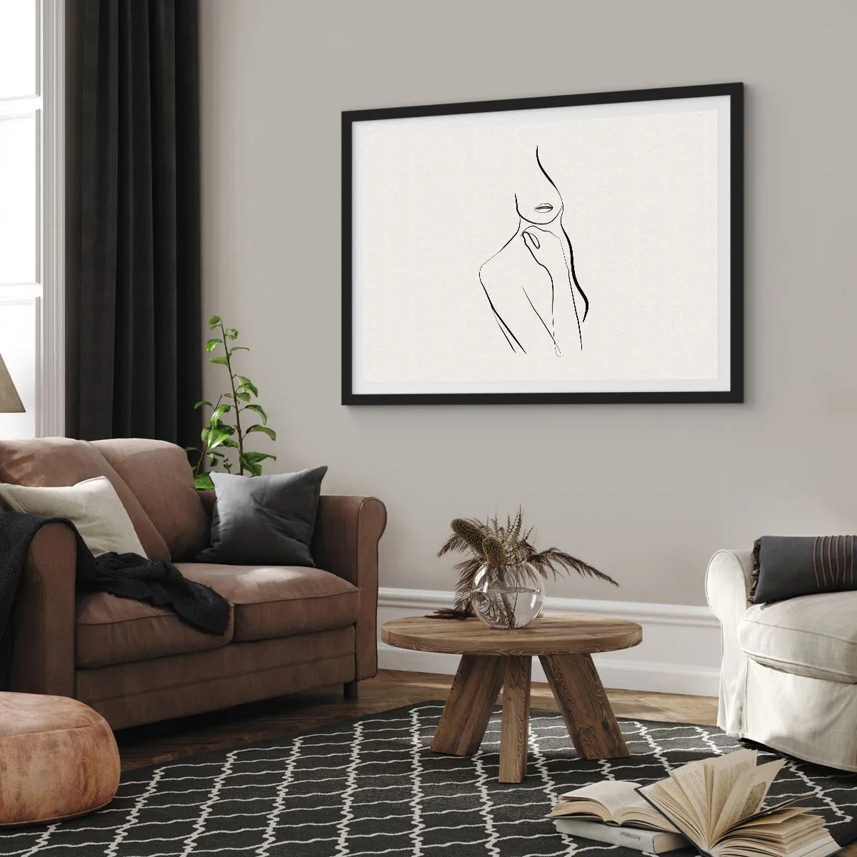 Plakat i sort ramme - Bølge af melankoli - 70x50 cm