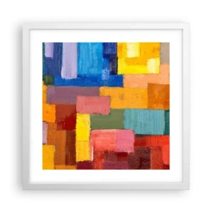 Plakat i hvid ramme - Hver især forskellige, alle farverige - 40x40 cm