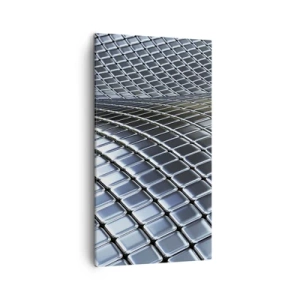 Lærredstryk - Billede på lærred - Bølge i metallisk sølv - 45x80 cm