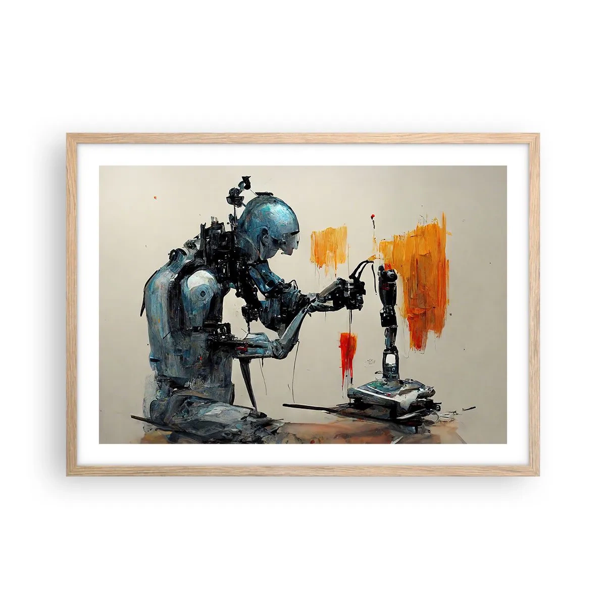 Plakat i ramme af lyst egetræ - Kommer i morgen... - 70x50 cm