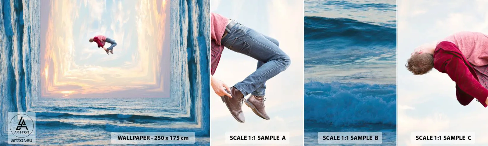 Prøve Fototapet Selvklæbende Deluxe Sticker - Til en anden dimension - Abstraktion, Mand, Natur - 100x30 cm