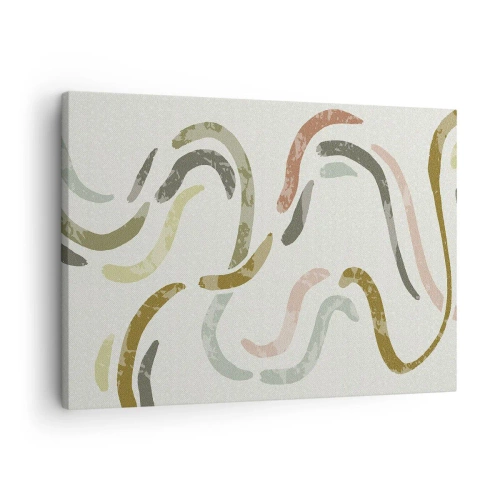 Lærredstryk - Billede på lærred - Abstrakte buer i pastelfarver - 70x50cm - Abstraktionens glade dans - Moderne vægdekoration til stue og soveværelse ARTTOR