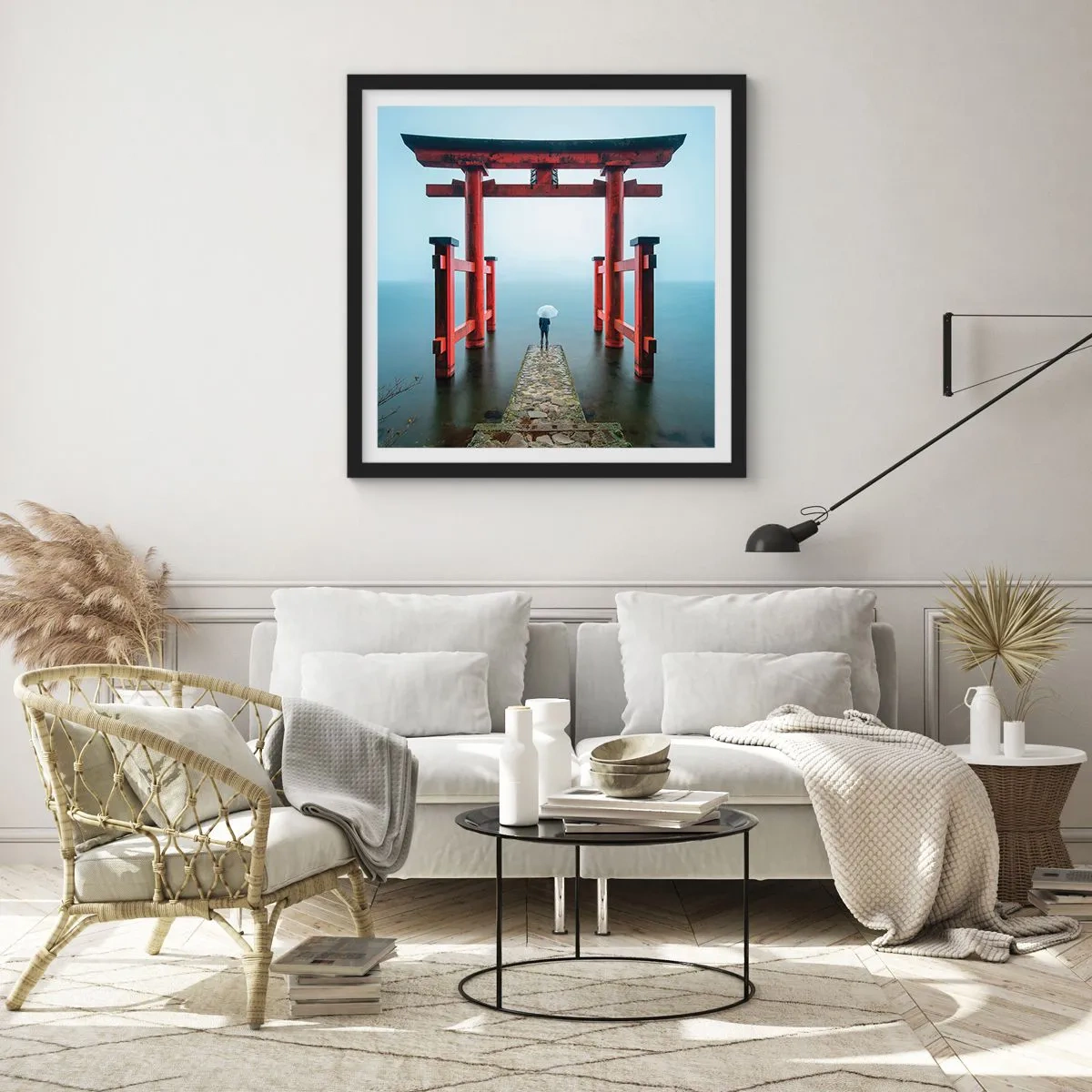 Plakat i sort ramme - Japansk drømmeri - 50x50 cm
