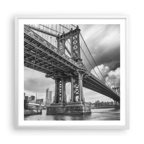 Plakat i hvid ramme - Til byens hjerte - 60x60 cm