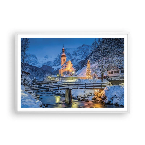 Plakat i hvid ramme - Julens ånd - 100x70 cm
