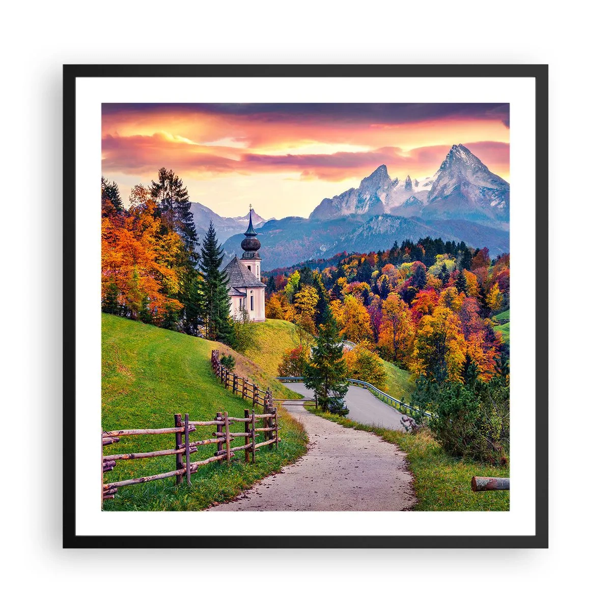 Plakat i sort ramme - Landskab som maleri - 60x60 cm