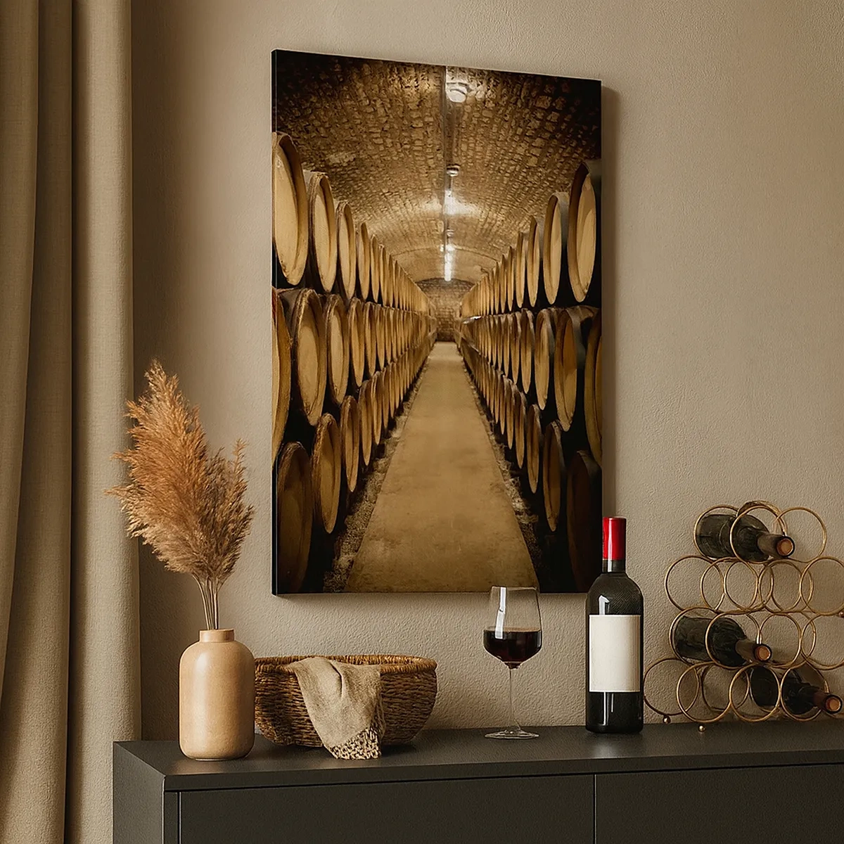 Lærredstryk - Billede på lærred - I en murstenskælder - 50x70 cm