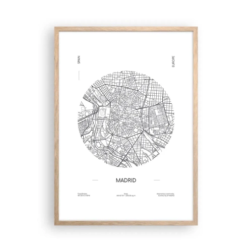 Plakat i ramme af lyst egetræ - Madrids anatomi - 50x70 cm