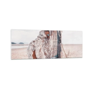 Billede på glas - Børn blomster på vej - 140x50 cm