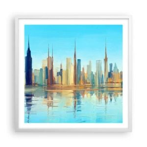 Plakat i hvid ramme - Solrig metropol - 60x60 cm