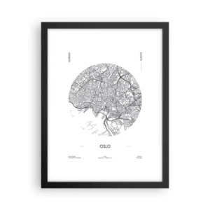Plakat i sort ramme - Anatomi af Oslo - 30x40 cm