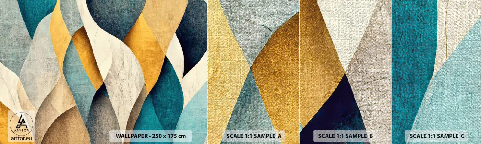 Prøve Fototapet Premium Canvas - Rytme og bølger - Abstraktion, Stykke, Udslidt - 100x30 cm