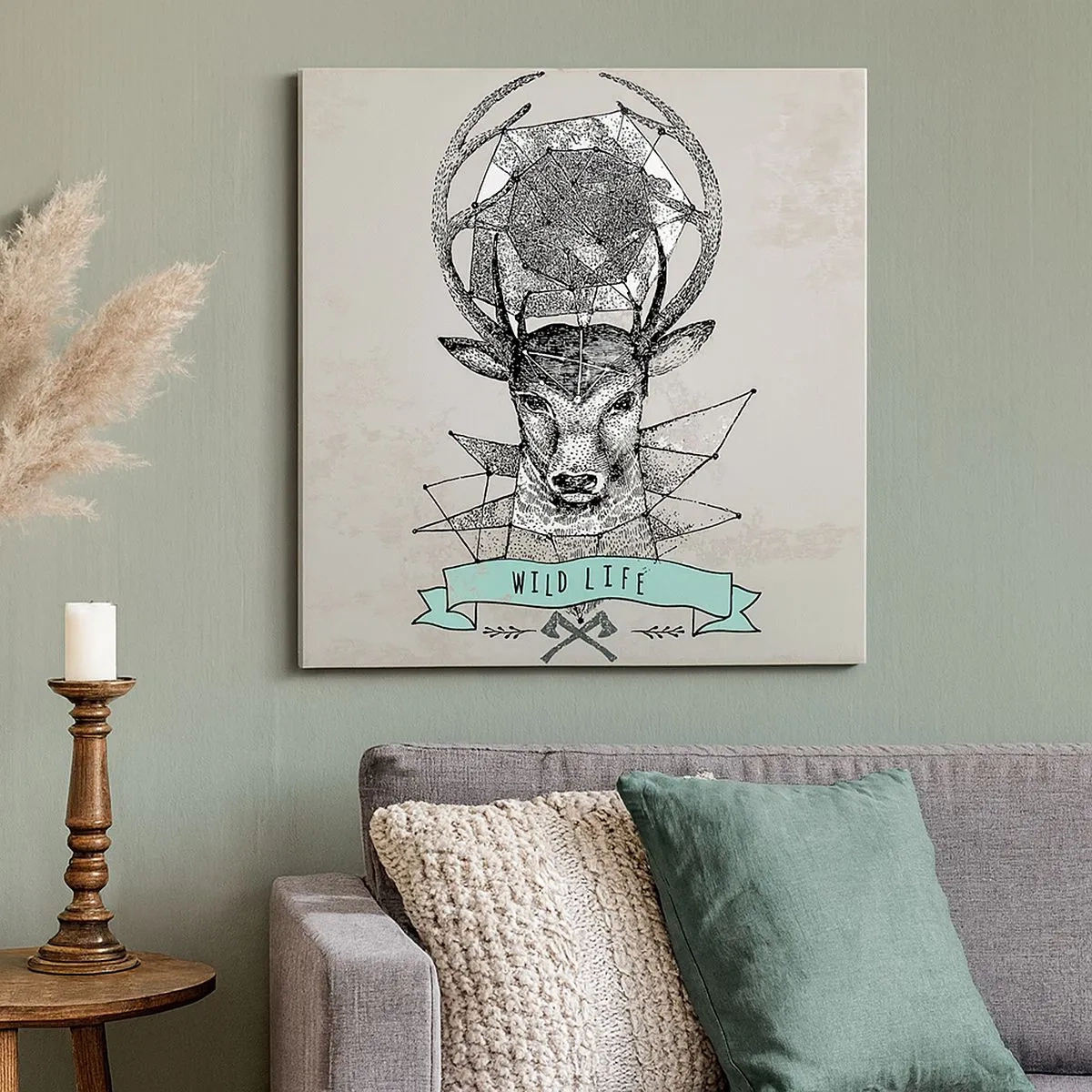 Lærredstryk - Billede på lærred - Synet af sankt Hubertus - 30x30 cm