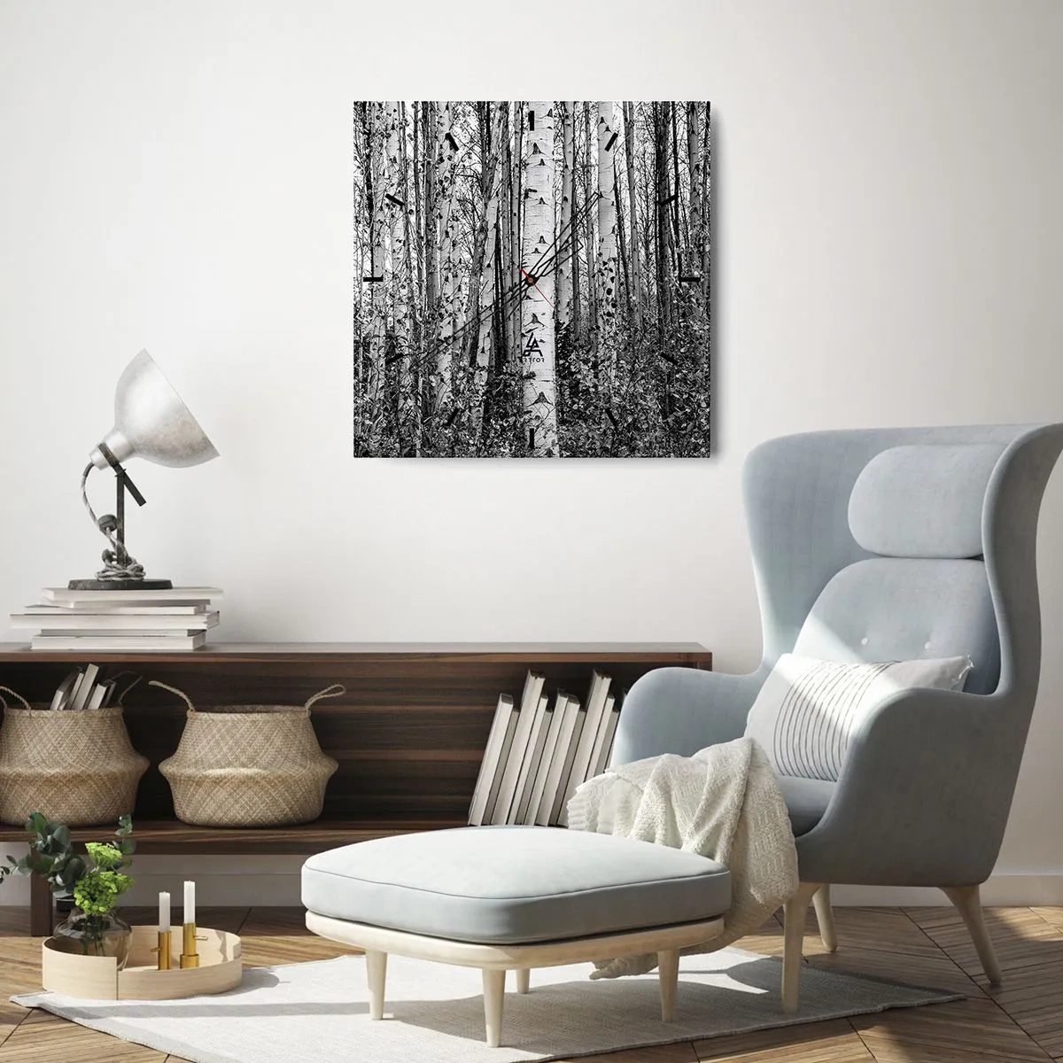 Vægur, Uret - Kolonnade af birk - 30x30 cm