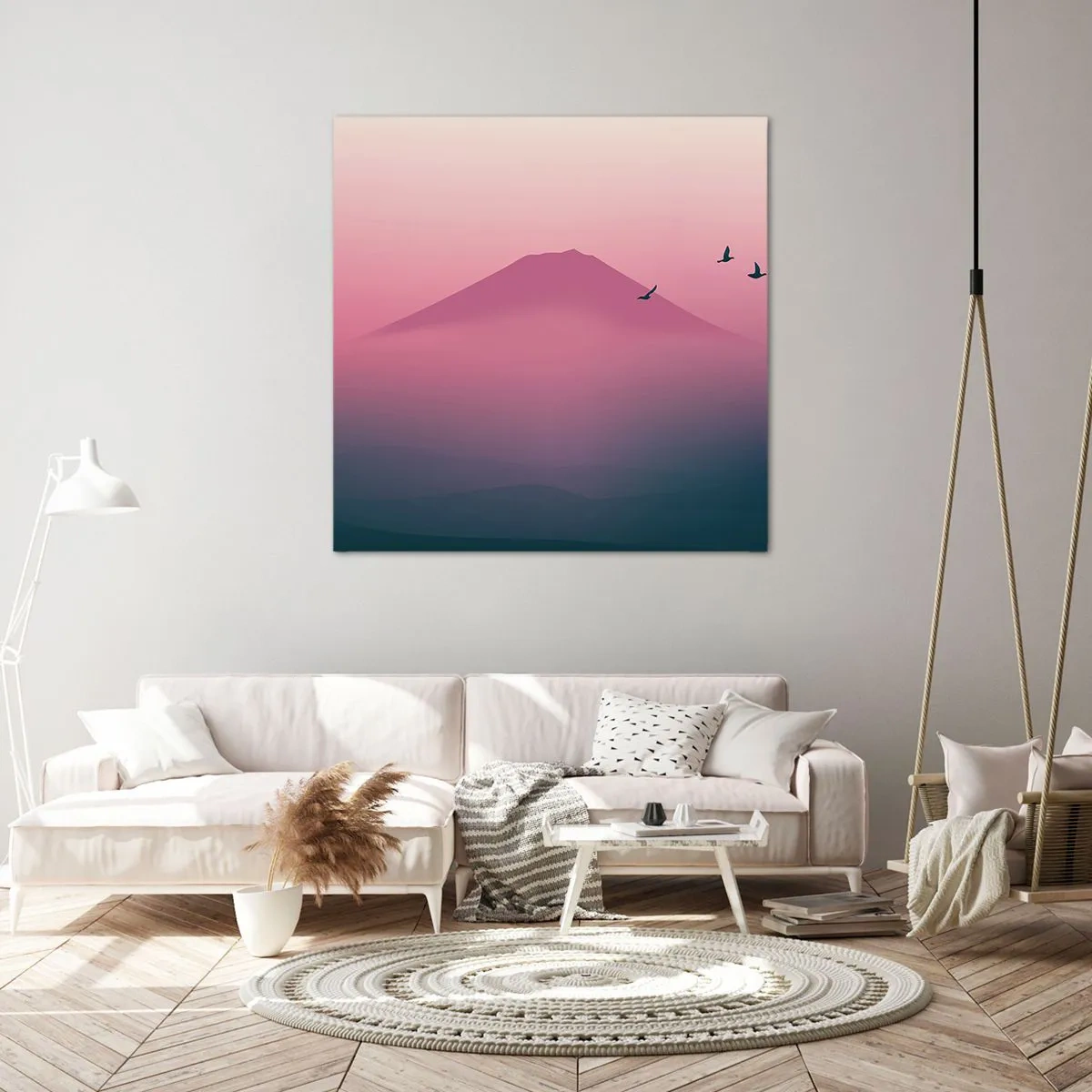 Lærredstryk - Billede på lærred - Vandrer over skyerne - 40x40 cm