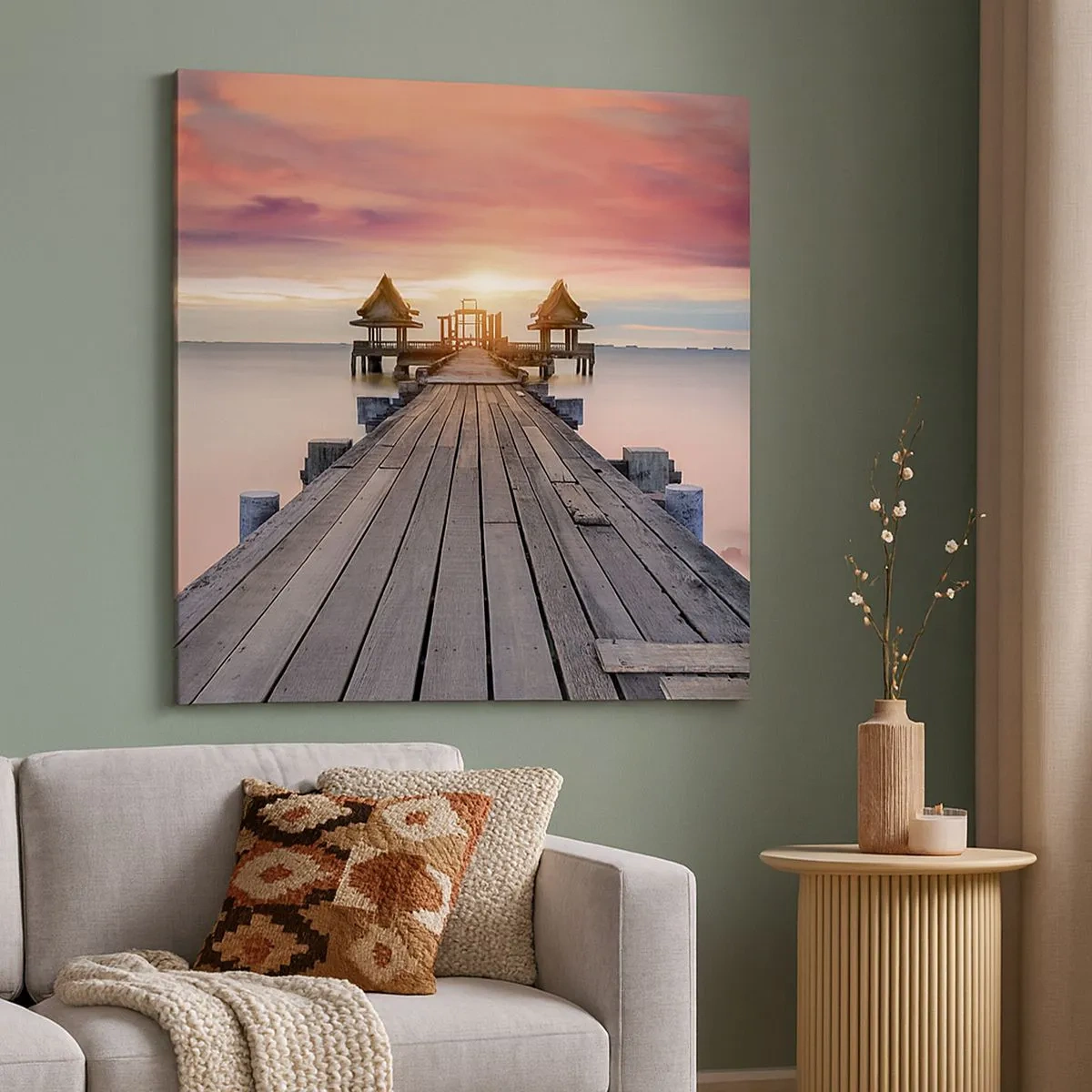 Lærredstryk - Billede på lærred - Fra vest til øst - 30x30 cm