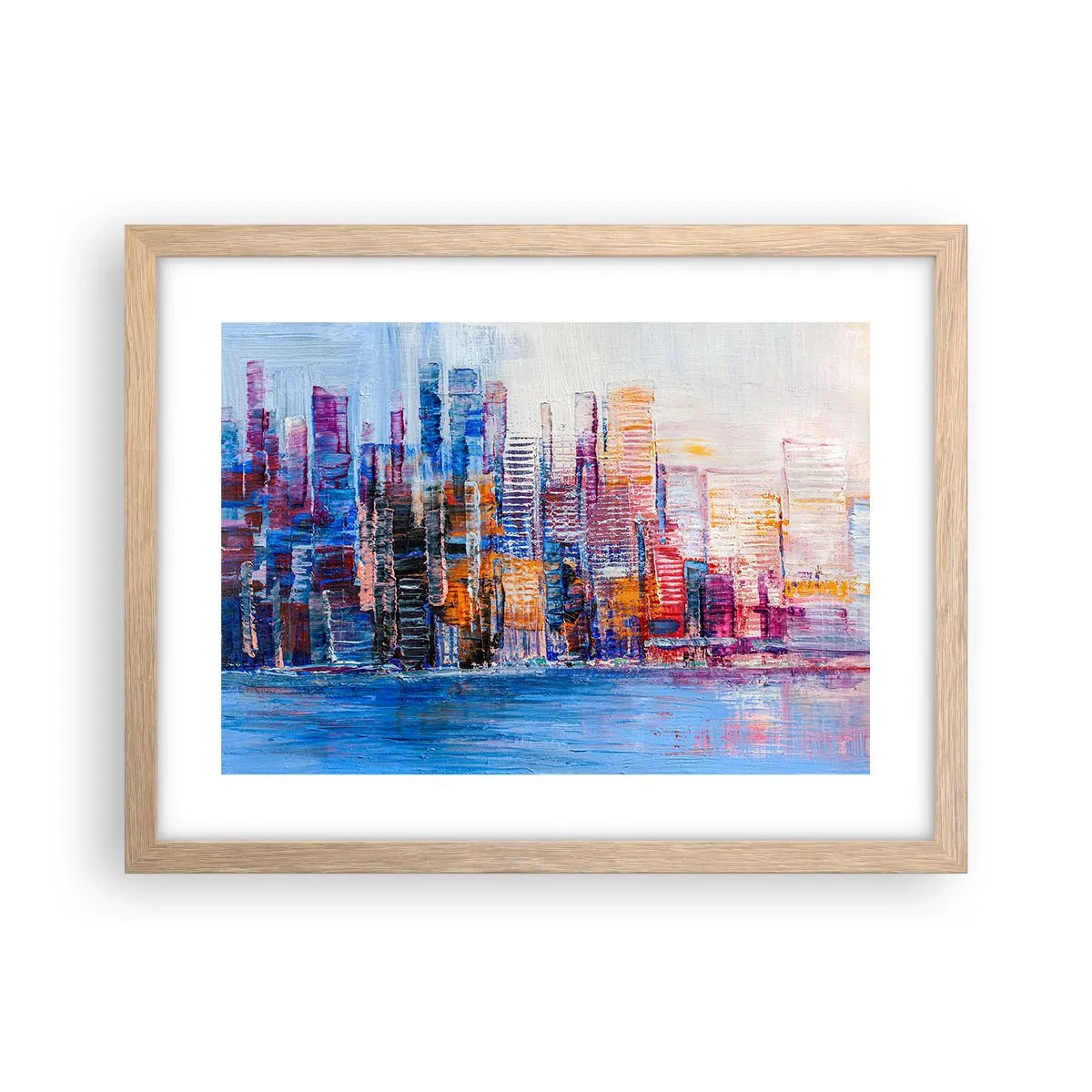 Plakat i ramme af lyst egetræ - En glad metropol - 40x30 cm