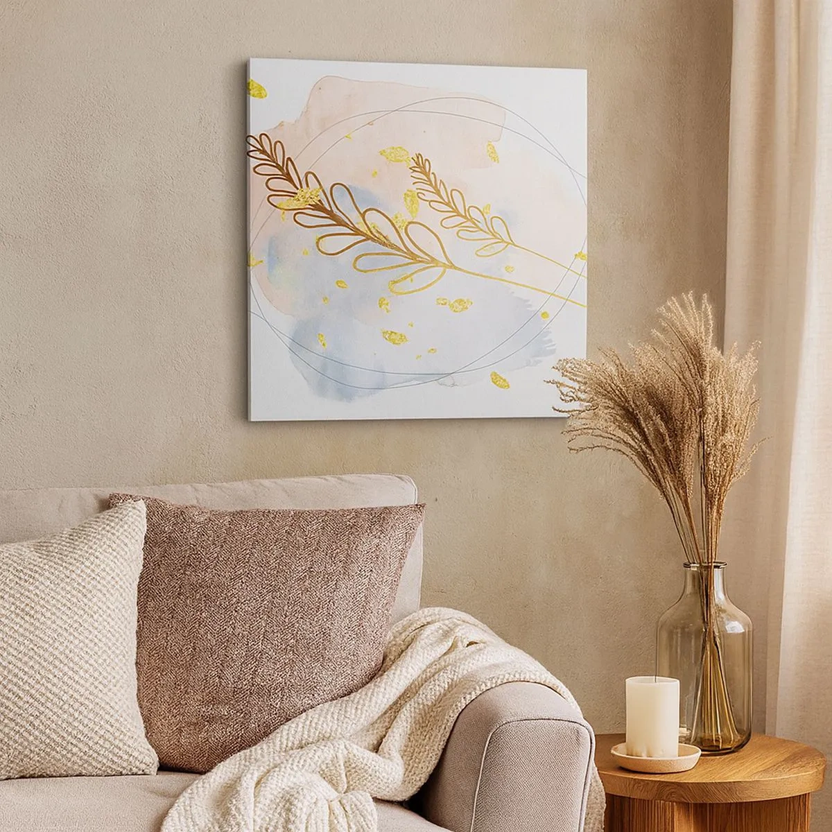 Lærredstryk - Billede på lærred - En gylden eksplosion - 30x30 cm