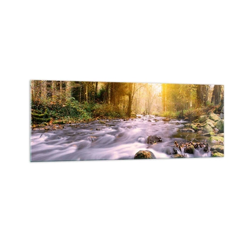 Billede på glas - Malachit i sølv- og guldfatning - 140x50 cm