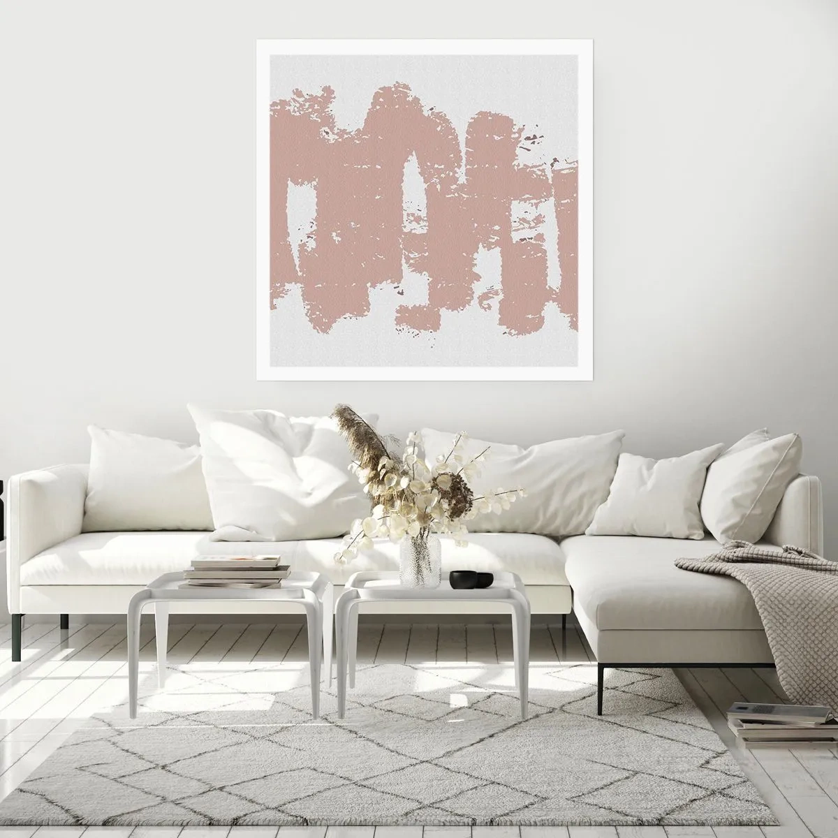 Plakat - Abstraktion i sart rosa - 60x60 cm