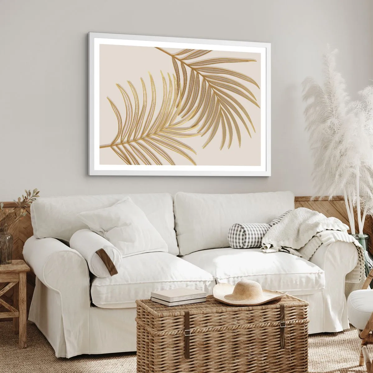 Plakat i hvid ramme - Gylden palme! - 91x61 cm