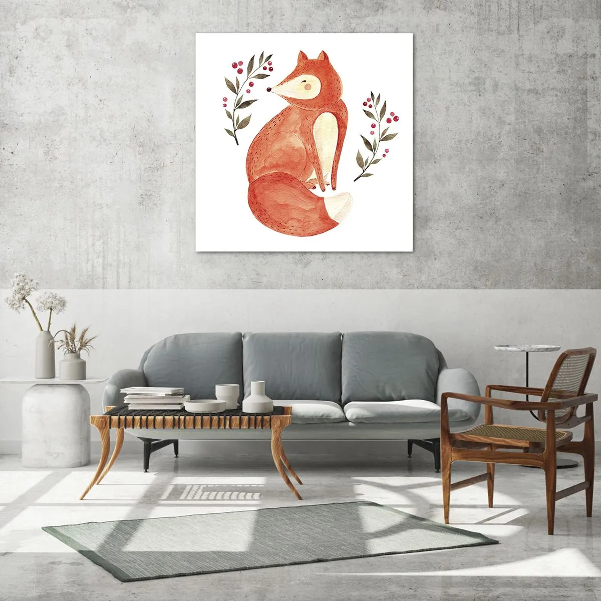 Billede på glas - Lille rødhåret - 70x70 cm