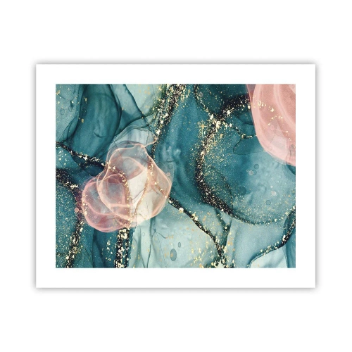 Plakat - Silkeblå, tyl lyserød - 50x40 cm