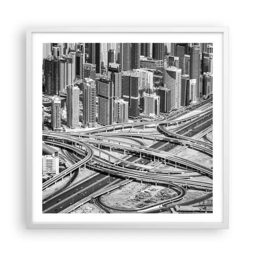 Plakat i hvid ramme - Dubai - den umulige by - 60x60 cm