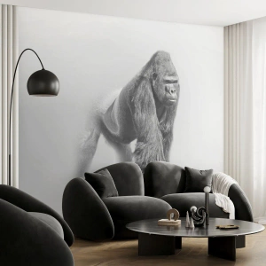 Fototapet Premium Sand - Selvsikker på sin styrke - Dyr, Gorilla, Abe - 100x70 cm