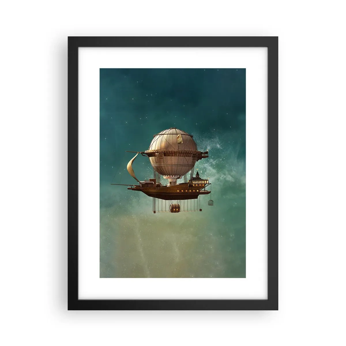 Plakat i sort ramme - Jules Verne hilser - 30x40 cm