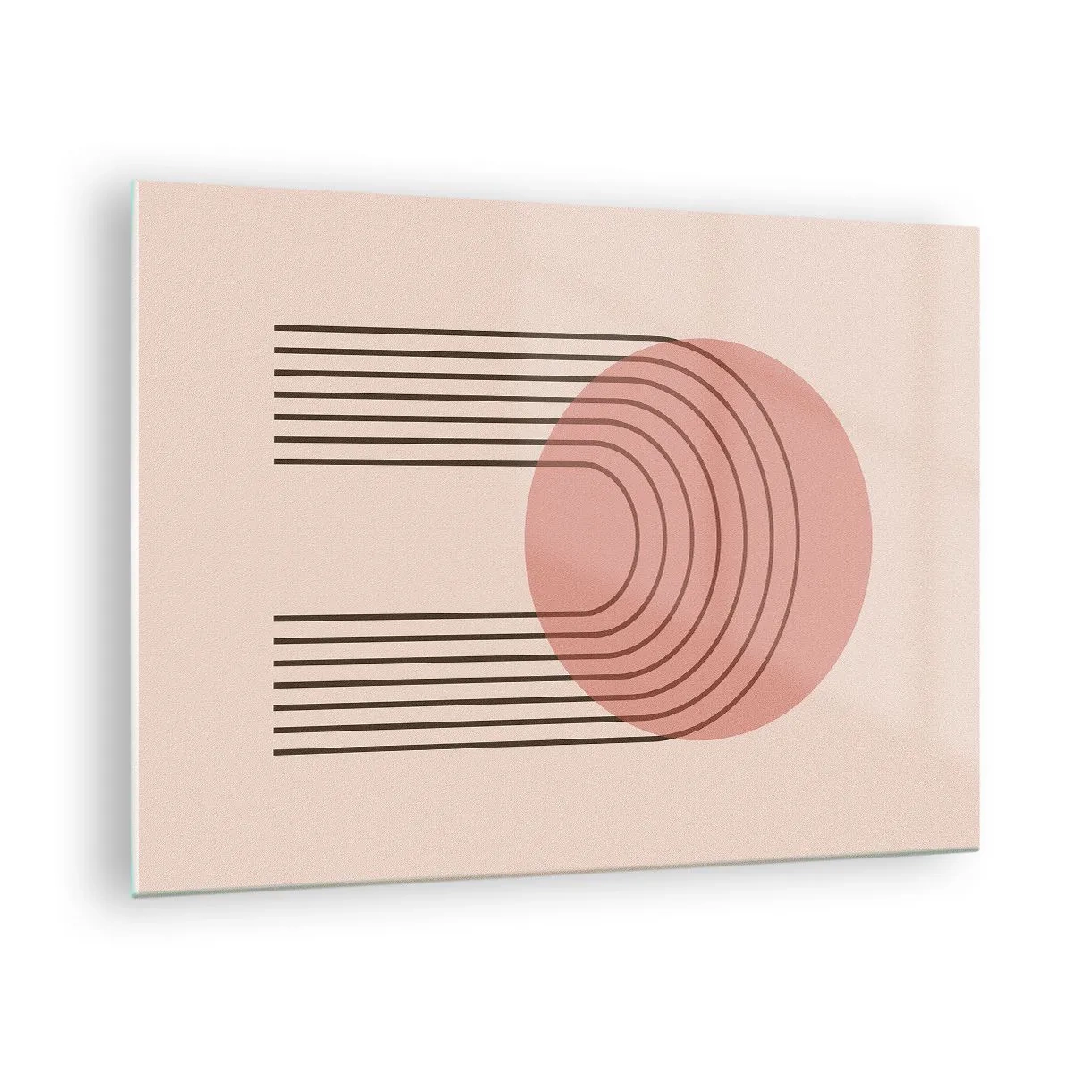 Billede på glas - Minimalistisk geometrisk grafik i beige nuancer - 70x50cm - Uimodståelig tiltrækningskraft - Moderne vægdekoration til stue og soveværelse ARTTOR