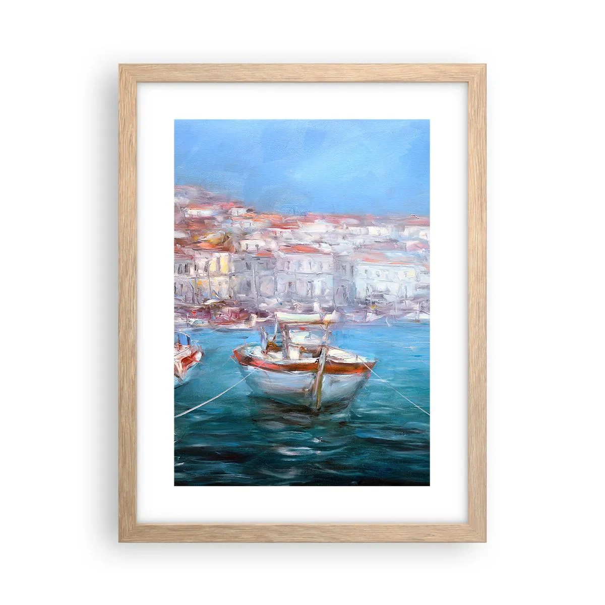 Plakat i ramme af lyst egetræ - Italiensk bugt - 30x40 cm