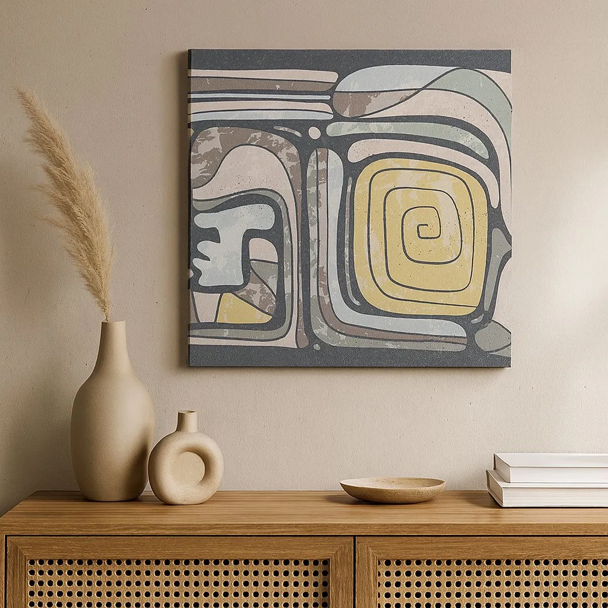 Lærredstryk - Billede på lærred - Abstraktion i en præcolumbiansk ånd - 30x30 cm