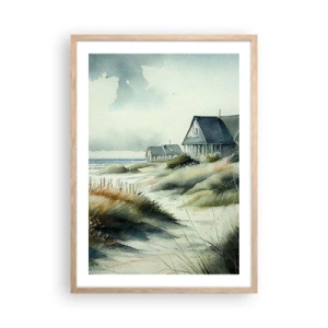 Plakat i ramme af lyst egetræ - Væk fra trængsel og travlhed - 50x70 cm