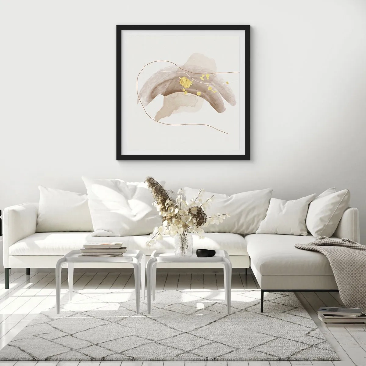 Plakat i sort ramme - Mødt i rummet - 40x40 cm