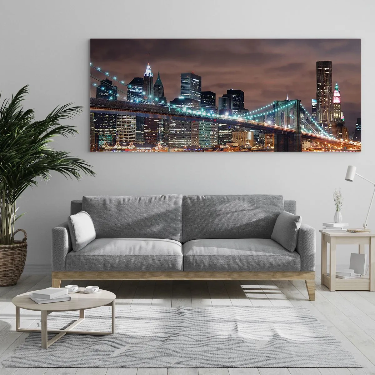 Billede på glas - Lys i den store by - 120x50 cm