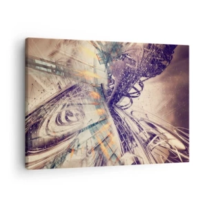 Lærredstryk - Billede på lærred - Dynamisk abstraktion i beige og lilla nuancer - 70x50cm - I stor hast - Moderne vægdekoration til stue og soveværelse ARTTOR