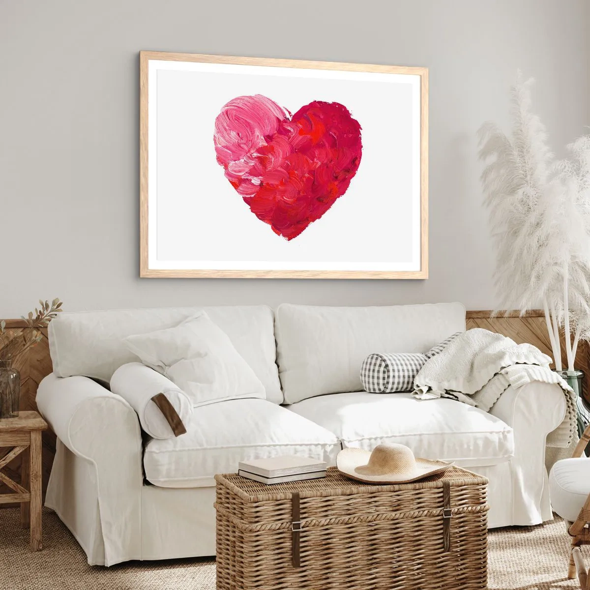 Plakat i ramme af lyst egetræ - All you need is love - 40x30 cm