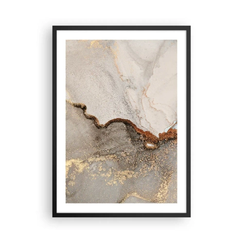 Plakat i sort ramme - Abstrakt marmormønster med guld- og kobberaccenter - 50x70cm - På farvegrænsen - Moderne vægdekoration til stue og soveværelse ARTTOR